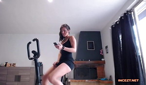 Fucking Florence Nightingale aloft a gym bike