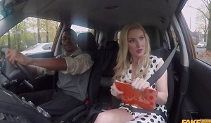 Busty kinetic school trainer gratifying black males in the automobile