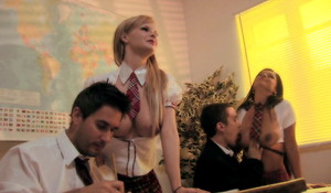 Naughty schoolgirls are ready with reference to please this group of males