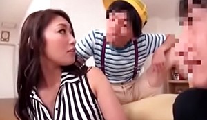 Japanese mother fucked away from son's porn video  friend