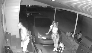 Security webcam catches scrounger fucking neighbors daughter