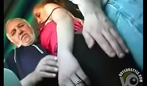Buxomy girl gets fingered and groped hard by an age-old daddy