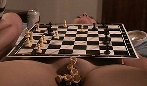 chess match on naked body