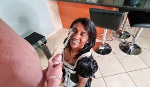 Indian comprehensive in french maid outfit golden shower, cleanup