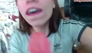 Tiny forcible epoch teenager rides and sucks vibrator