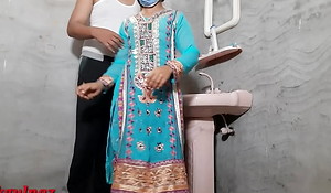 Indian beautiful unsubtle shacking up in washroom