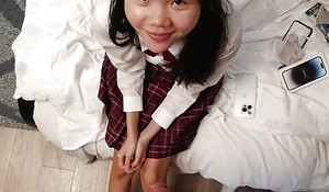 POV cute 18yo Japanese schoolgirl gets a beefy facial tick she sucks her stepdads dick to thank him for her revolutionary sensation