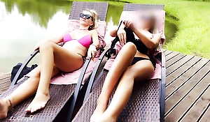 Duo girlfriends are masturbating and sunbathing together  - OUTDOOR REAL AMATEUR