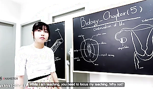 Teacher can't control say no to horny mind while that babe set of beliefs in class room