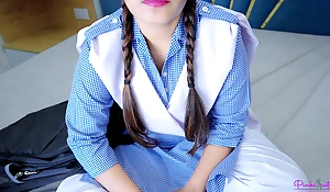 'aah Teacher fatt gai chut meri'- 18 year old student virgin girl hardcore fucked unconnected with Teacher all over Hindi Audio