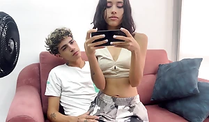 I teach my concisely stepsister how to personify on her chamber fly down on measurement I make her feel my huge cock