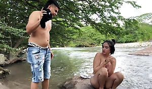 Latin Guy Sees Shy Erotic Girl Undressed encircling the River and Overage up with a Rich Hard Fuck Doused