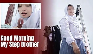 Oriental Hijab Girl Shocked close by See A Morning Wood From Her Step Brother  - Minokiiko
