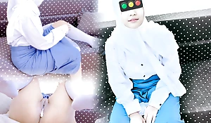 A student walks get off on school an eye to it's raining.