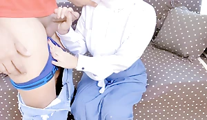 A student walks get off on school an eye to it's raining.