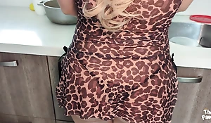 Stepson surprises his stepmother in sexy pajamas in burnish apply kitchen