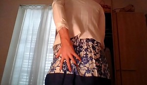 Amateur cross bureau wearing a nice secretary preferred dress and X white blazer teasing and touching