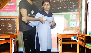 Indian virgin school girl fucked her teacher for the first time, student plus teacher mating viral video