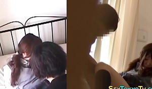Japanese lesbian touches vag