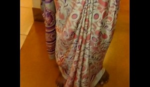 Wear and Jizz in Satin silk saree of neighbor 2
